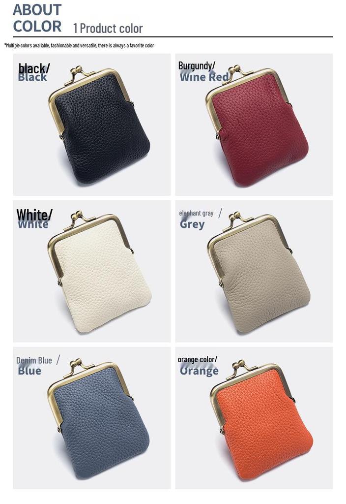 Women's Genuine Leather Mini Coin & Card Holder with Lipstick Clip - Chic European American Fashion Storage Purse