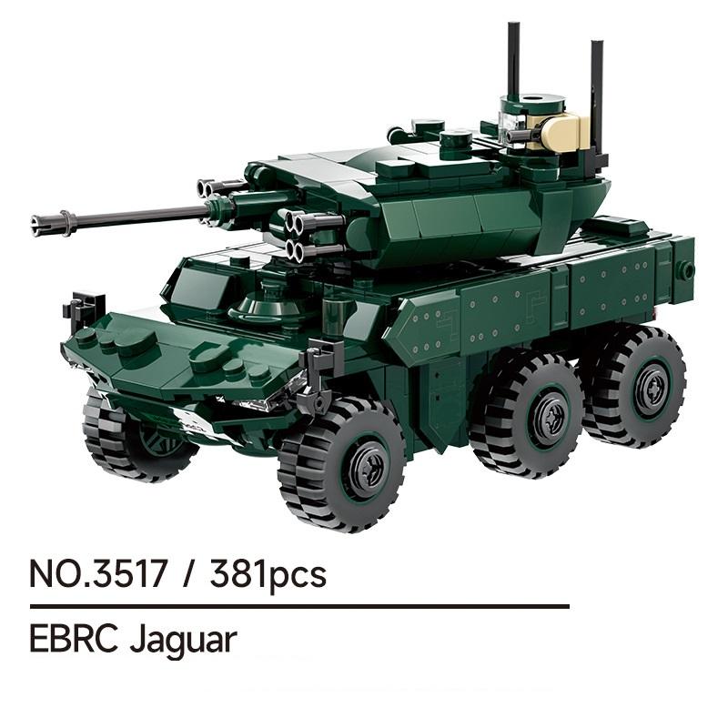 381PCS Modern Military Model Construction Toys Rocket Launcher Armored Vehicle Army EBRC Jaguar Building Blocks For Kids