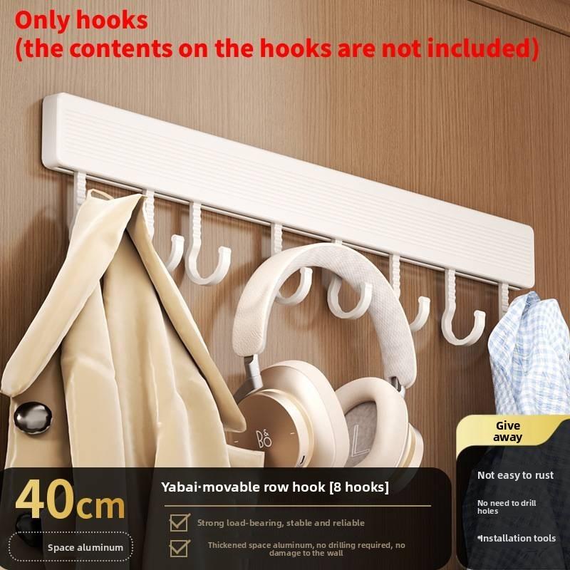 Space Aluminum Wall Hook Set With Strong Adhesive No Drilling Suitable For Bathroom And Closet Storage