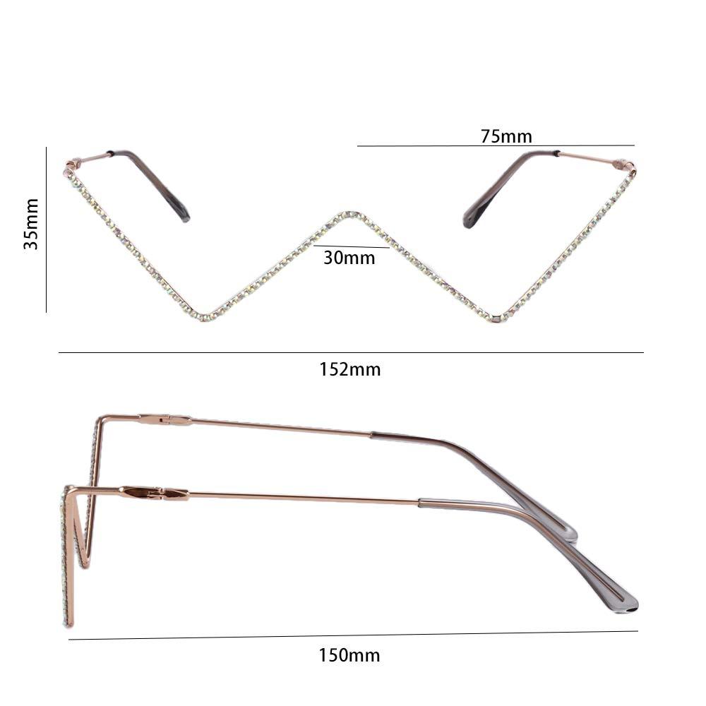 Women Rhinestone Metal Fake Glasses Glasses Frame Rhinestones Glasses Frame Triangle Glasses Frame