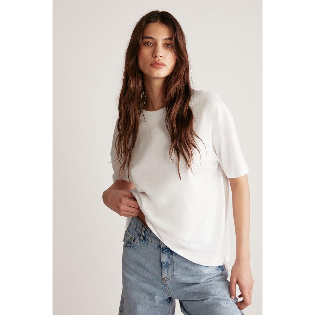 Jemmy Women's Relaxed Fit Crew Neck 100% Cotton Short Sleeve Basic White T-shirt