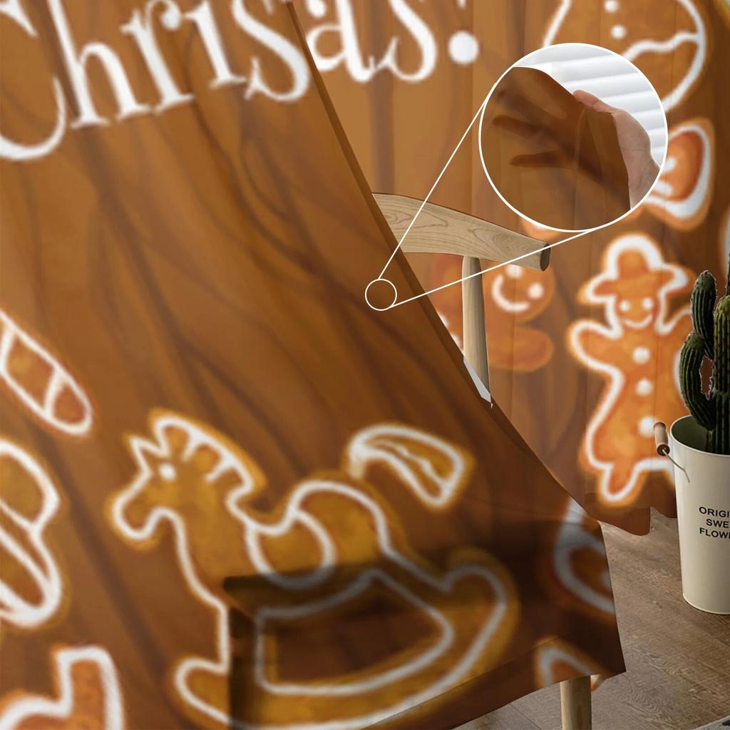 Christmas Cookie Tulle Window Curtain For Living Room Bedroom Voile Sheer Curtains Kitchen Treatments Drapes