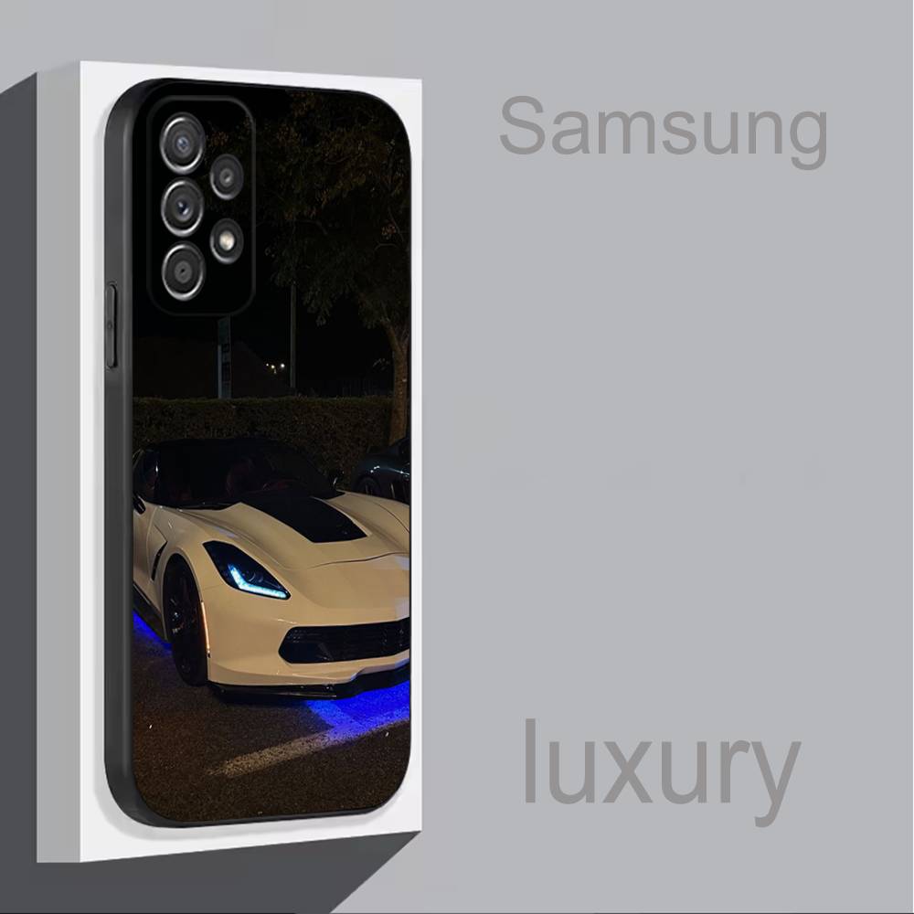 Car C-CorvetteS C8 C7 COOL For Samsung S 25,24,23,22,30,21,10,9,Ultra,Plus,Lite,FE,4,5G Phone Case Black Soft Case