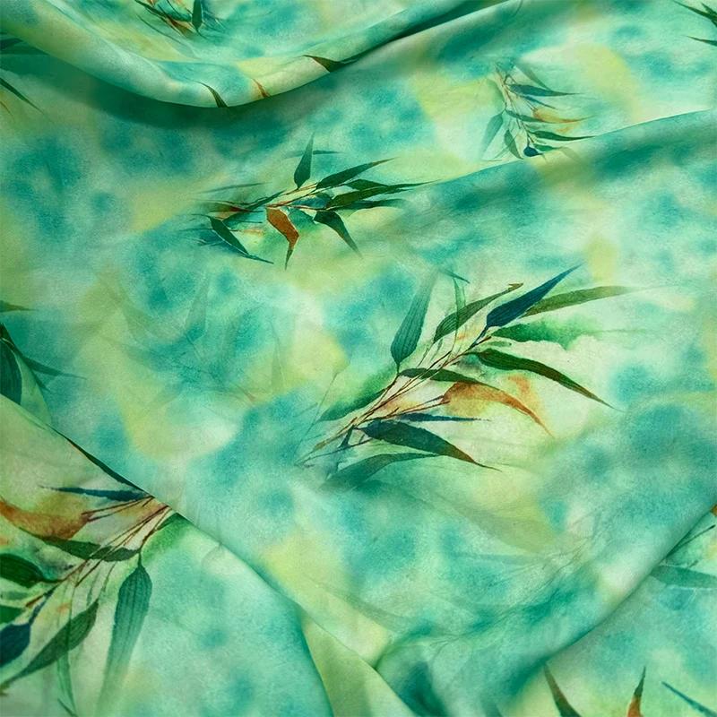 New Chinese Style Imitation Acetic Cloth Satin Cloth Qipao Skirt Material Clothing Fabric Diy Handmade Cloth Head Color Printing