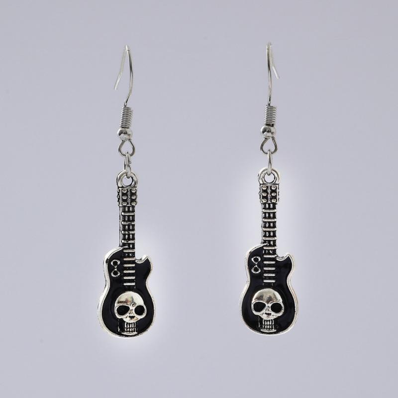 Halloween Skull Guitar Earrings