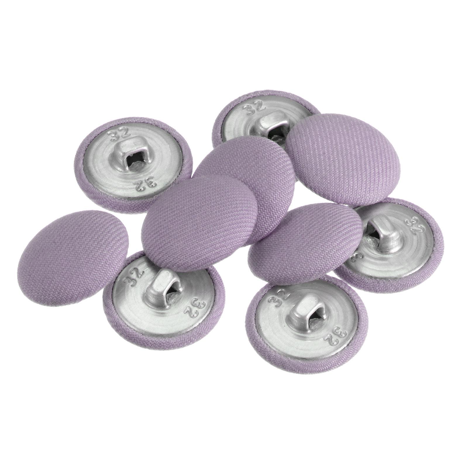 10 db 20 mm-es szövetborítású gomb fém szárral kerek varrógomb DIY varráshoz öltönyhöz ruhához inghez kabáthoz ruhadísz 10pcs lila