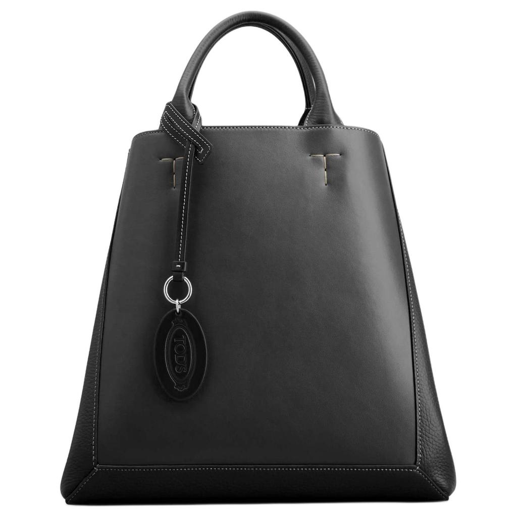 Tods Double Up Brand Logo Oval Pendant Tote Bag Women Tote Bags Black XBWCLNA03C0N2B1X48