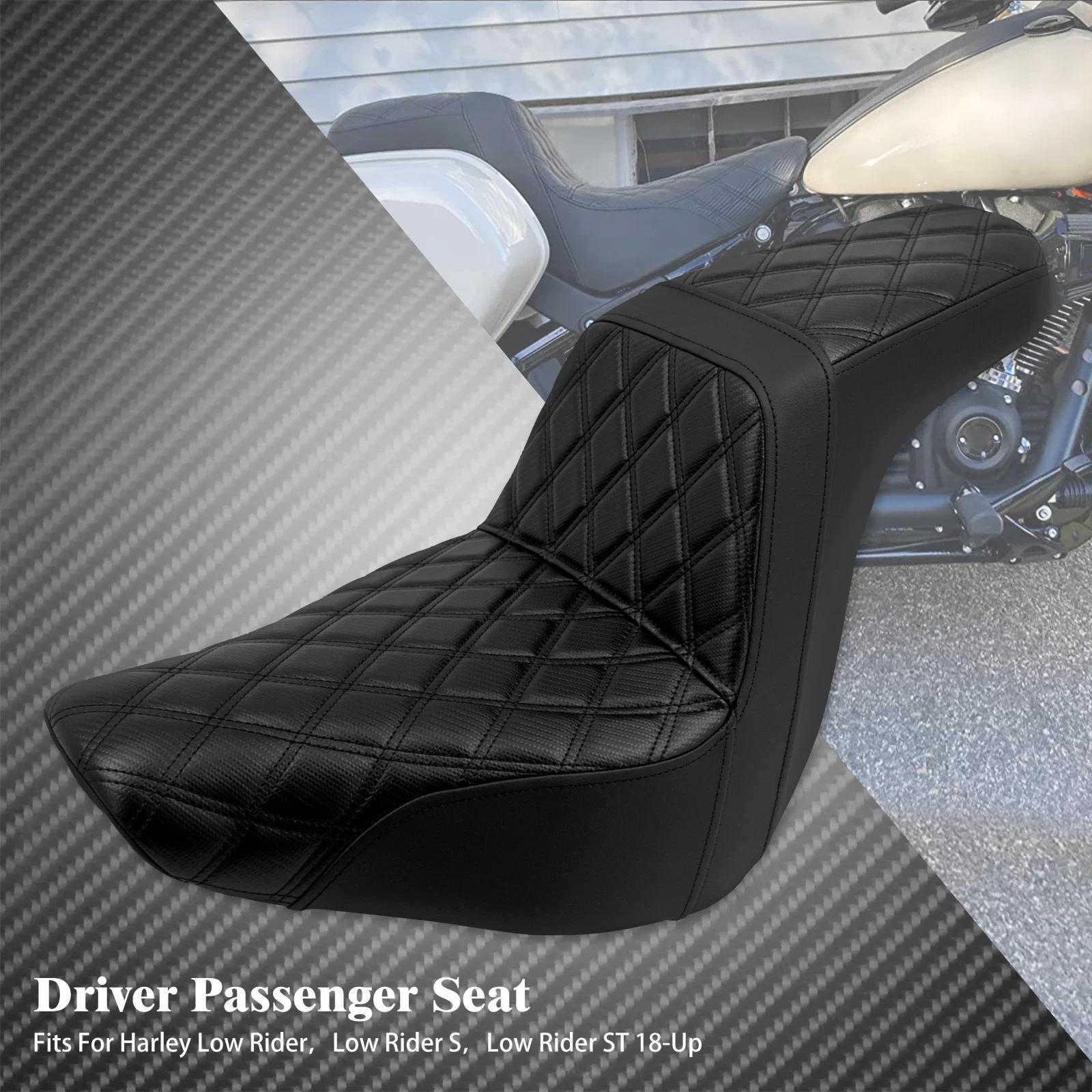 

Motorcycle Two-Up Seat Driver Front Rear Passenger Seat Cushion Pad For Harley Softail Low Rider ST FXLRS FXLR FXLRST 2018-2024 Black Line Seat