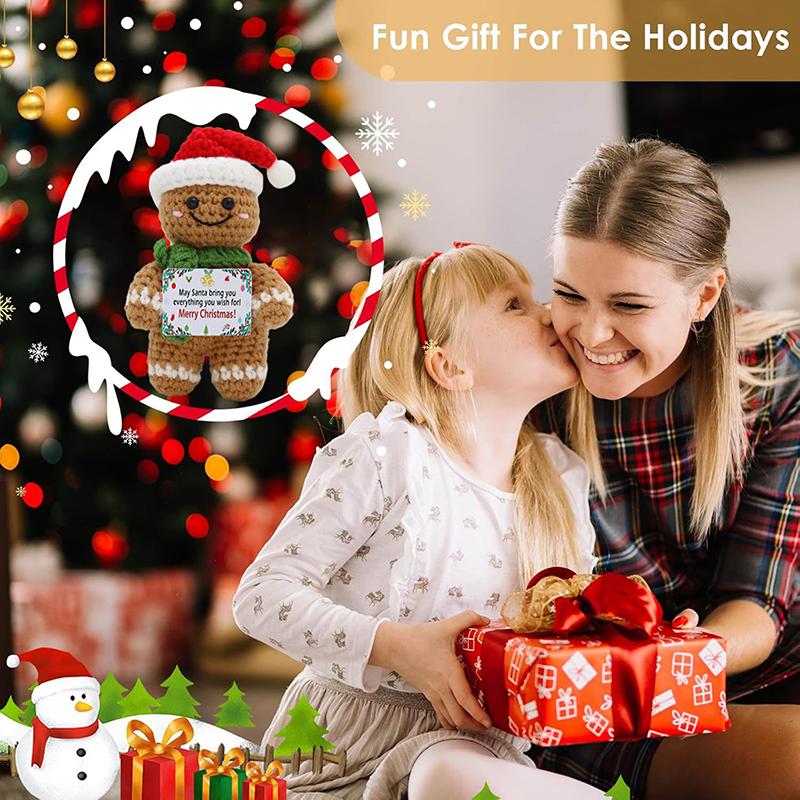 Cute Christmas Emotional Support Doll Fun Crochet Positive Energy Christmas Doll Handmade Knitte Doll Home Decor Festival Gift