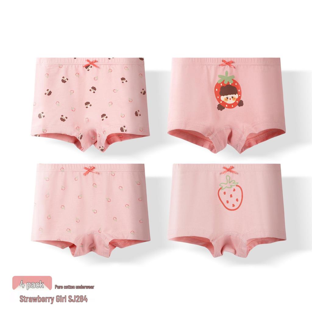 Pure Cotton Antibacterial Girls' Boxer Briefs - Class A, Autumn/Winter