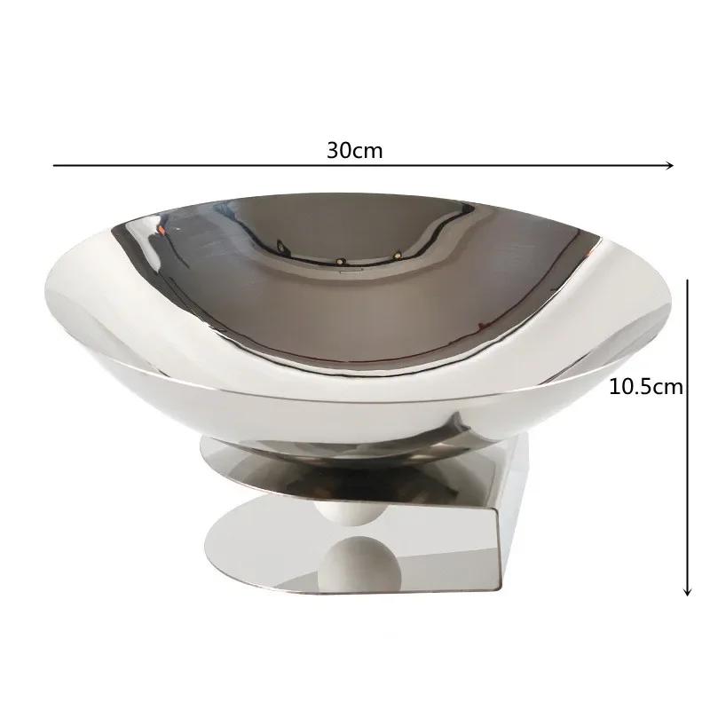Luxury Metal Semi-circular Vertical Fruit Tray, Stainless Steel High Footed Snack Storage Tray, Dining Table Decoration Ornament