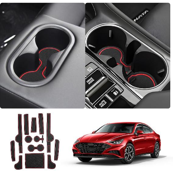 2020-2023 Hynudai Sonata DN8 Center Console Liners Mats Sonata N Line Cup Holder Inserts Mats Non-Slip 2022 Sonata SEL Center Console Shifter Liner