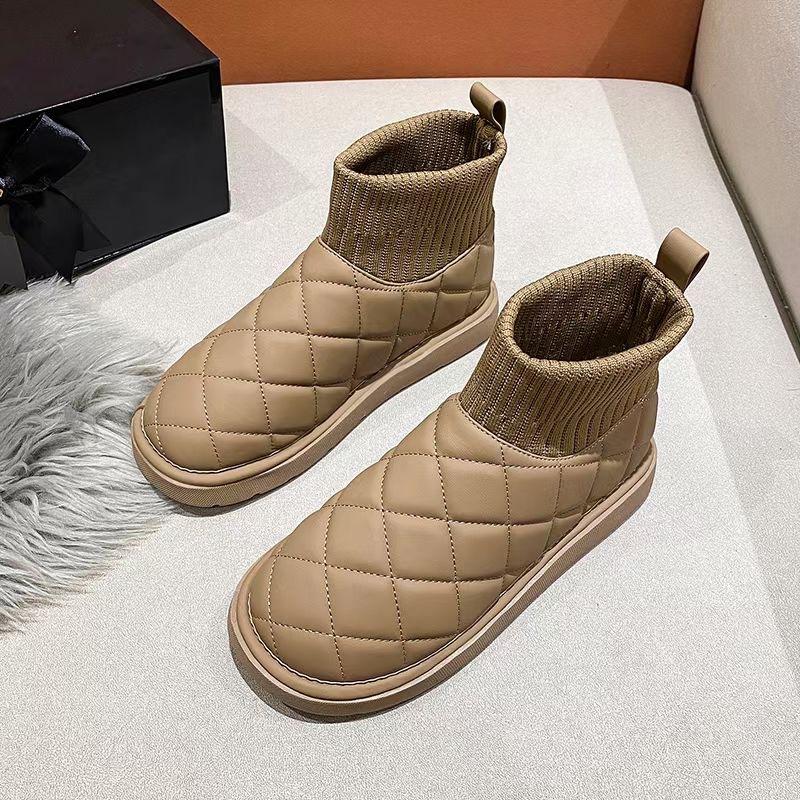 Snow boots women's winter  new velvet large cotton shoes women's velvet boots waterproof and rain-proof cotton boots factory