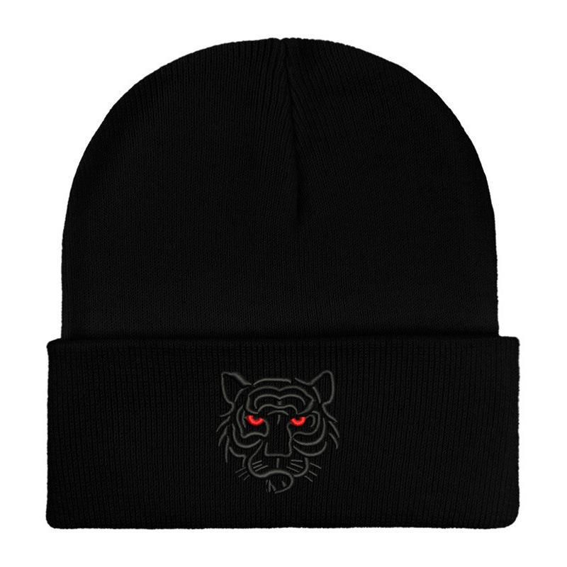 Tiger head embroidered wool knitted hat student outdoor men's and women's autumn and winter thermal hat pullover hat