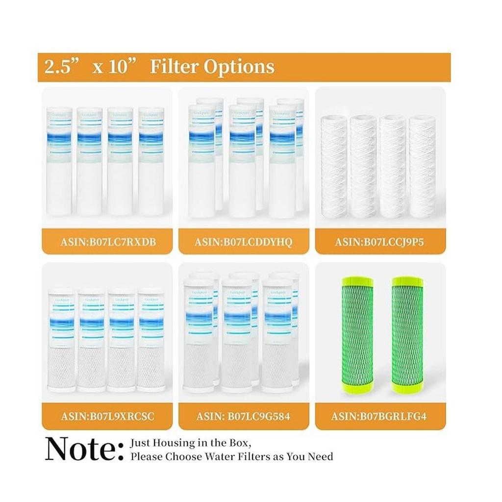 Geekpure 10 Inch Reverse Water Filter Housing for RO Filtration System ,1/4" Port,2.5