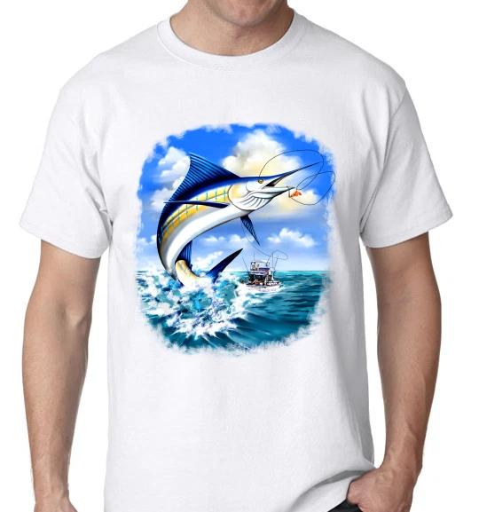 Marlin Fish Fishing Boat Saltwater Fish Ocean Reels Tackle white T-shirt S
