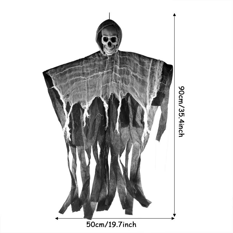 

1 комплект реквизитов для украшения вечеринки на Хэллоуин, череп, тонкая марля, подвесное украшение для двери дома с привидениями, голова черепа