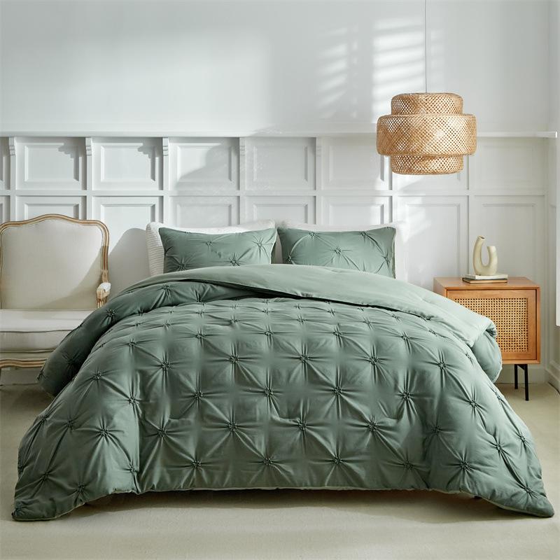 Rope Plain Solid Color Quilt Cover Pillowcase Bedding 3D Comforter Set Bed Sheets Three-piece Set