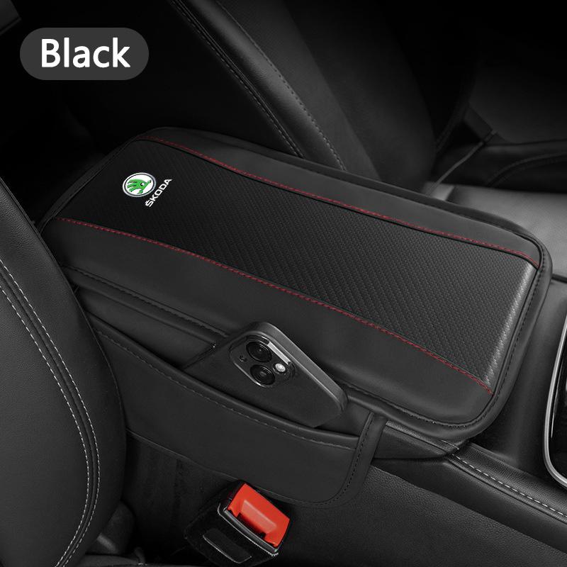 1Pcs Car Center Console Armrest Pillow Arm Rest Cover Leather Accessories For Skoda Octavia A5 A7 A2 Rapid Fabia Superb Kodiaq fsjn24
