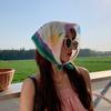 Women Flower Printed Headscarf Sun Protection French Pastoral Style Boho Lightweight Travel Picnic Outdoor Girls Scarf