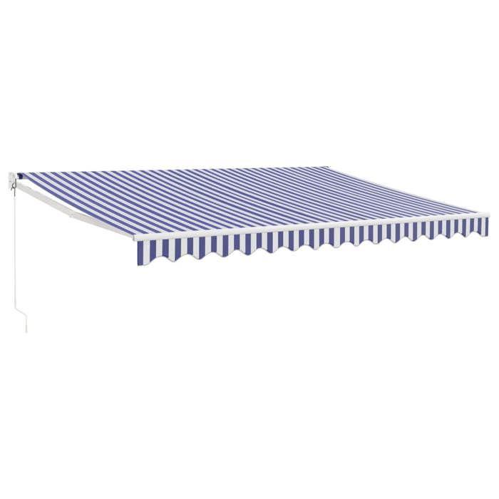 Blue and White Retractable Awning - VidaXL - 4.5x3 M - Powder-coated Aluminium - UV Resistant