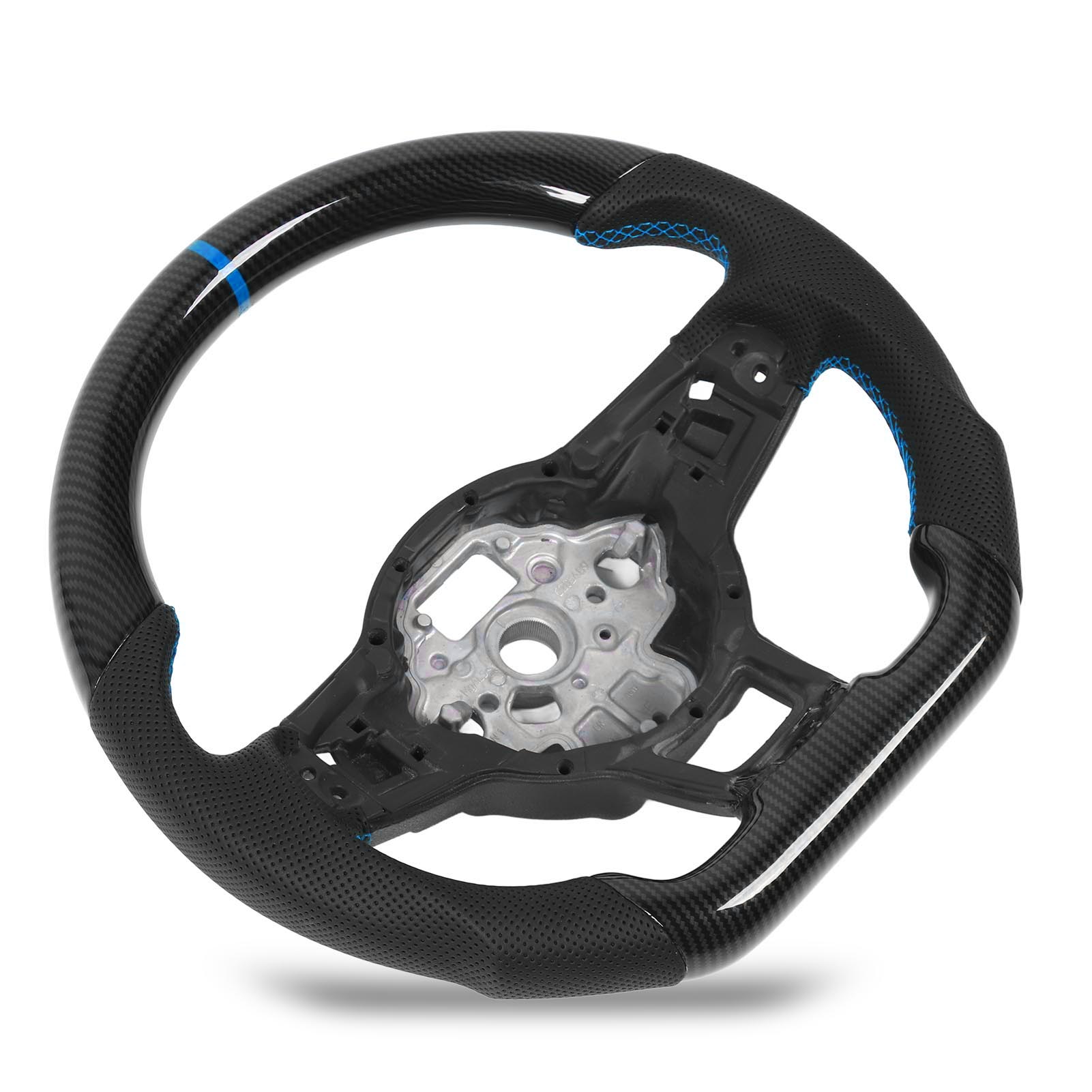 

ГидроРуль с видом карбонового волокна, перфорированная кожа, плоское дно для GLI R GTD MQB Синий