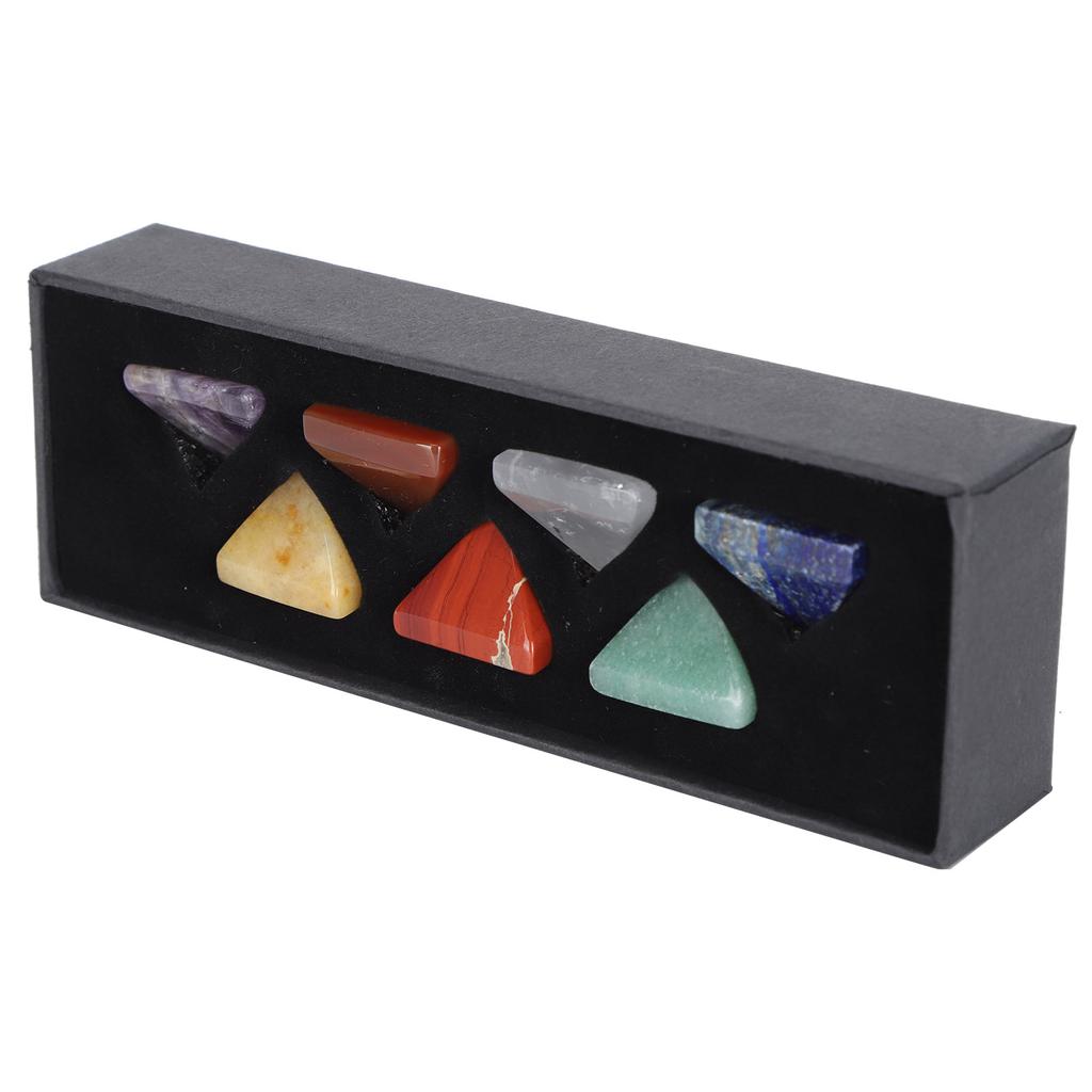 7 Chakra MultiStone Set Pyramid Color Natural Stone Gemstones Ornaments with Gift Box
