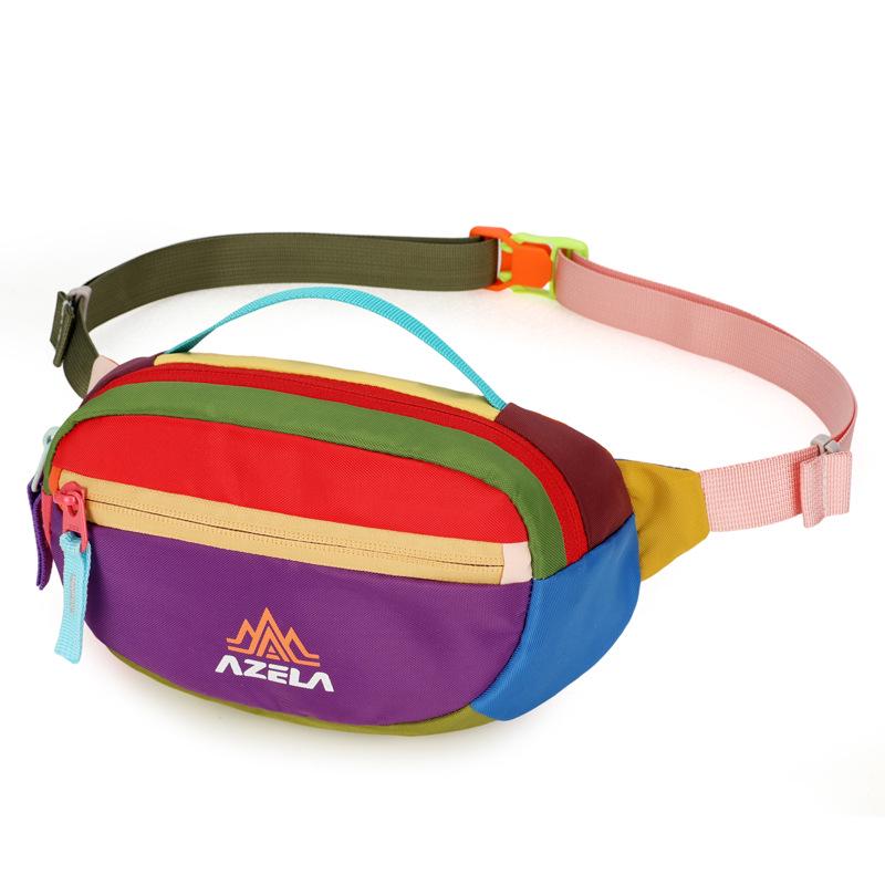 Azeera Unisex Crossbody Backpack: Dopamine Color Block Outdoor Waist Bag with Belt, Sporty Casual Shoulder Bag.
