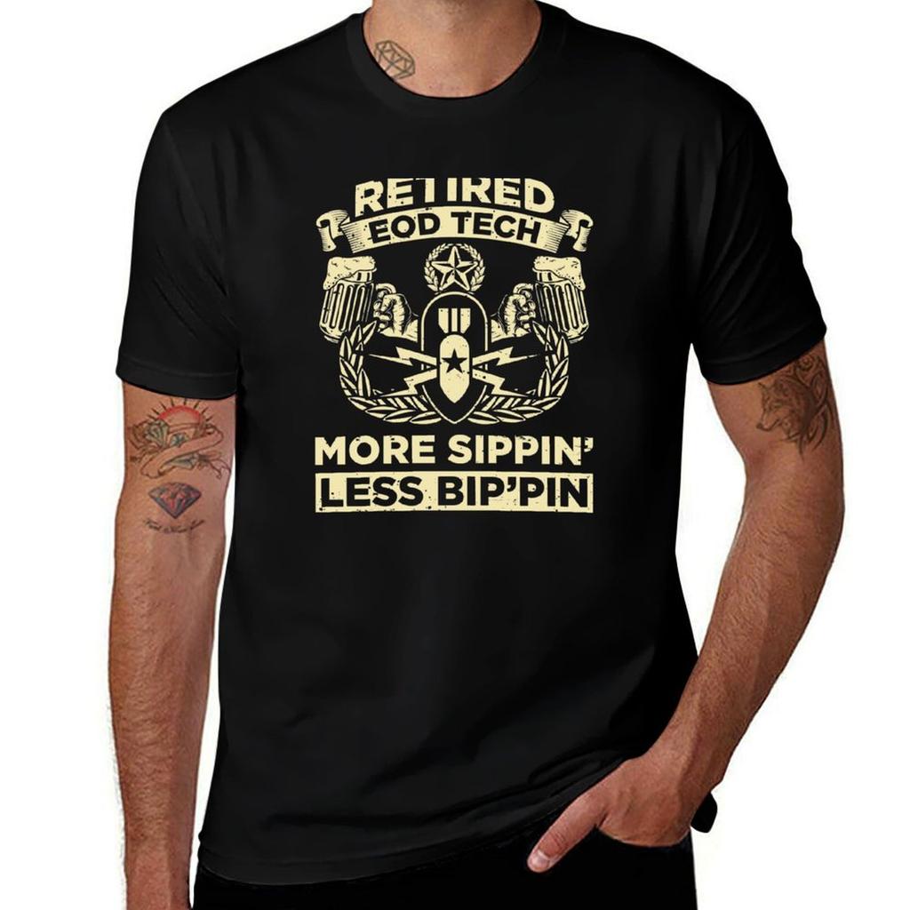 Retired Eod Tech More Sippin Less Bippin Eod Explosive Ordnance Disposal Master Badge Tshirt