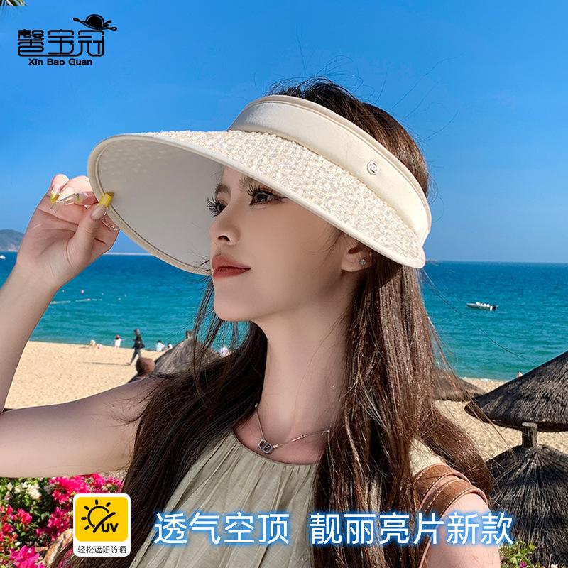 Summer headband, empty top hat, big eaves, outdoor sunscreen, sun hat, children's fashion versatile trend shows the face, small sun hat