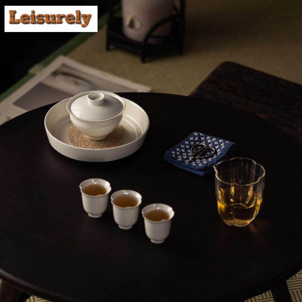 140ml Retro Grass Wood Gray Glaze Gaiwan Handmade Hand Held Tea Tureen Tea Making Cover Bowl Teaset Accessories Decoration Gift