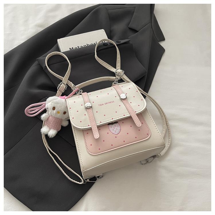 Schoolbag Simple Korean Version Niche Backpack Women's 1011 New Fashion Versatile Portable Polka Dot Backpack Student Class Bag
