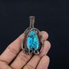 Tibetan Turquoise Pendant, 999 Copper Wire Wrapped Gemstone Jewelry, Handmade Pendant, For Thanksgiving