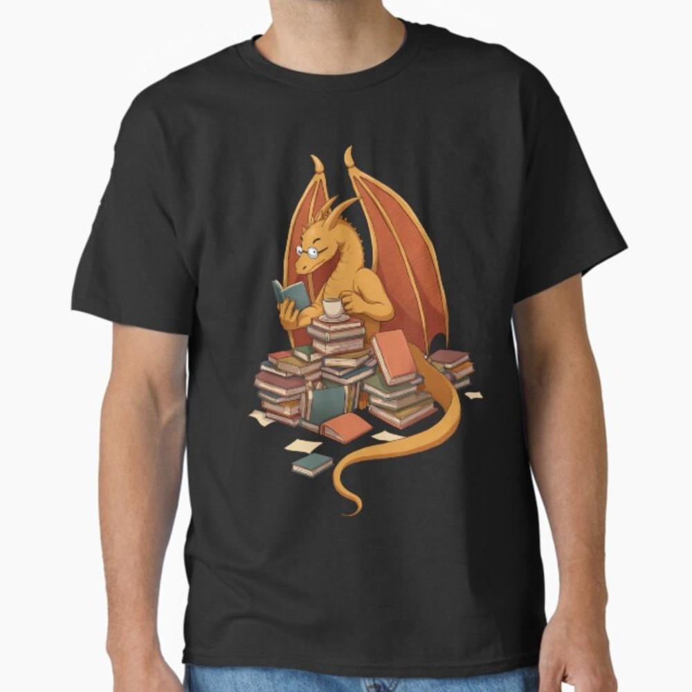 Book Lover Bookworm Reading Books Dragon T-Shirt Unisex T-Shirt XL