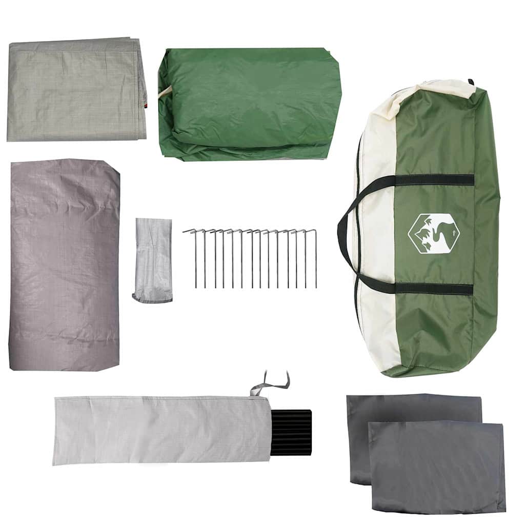 Family Tent with Roof Green and Beige 622 x 295 x 238 cm