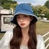 Denim Bucket Hat Women's Summer Sunshade UV Protection Sun Hat Ins Trend Hat 2025 New Big Brim
