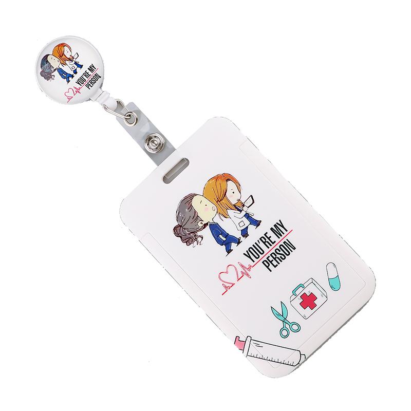 

Grey s Anatomy Keychain Easy Retractable Nurse Dentist Badge Reel Clip Cartoon Doctor Student IC ID Card Badge Holder