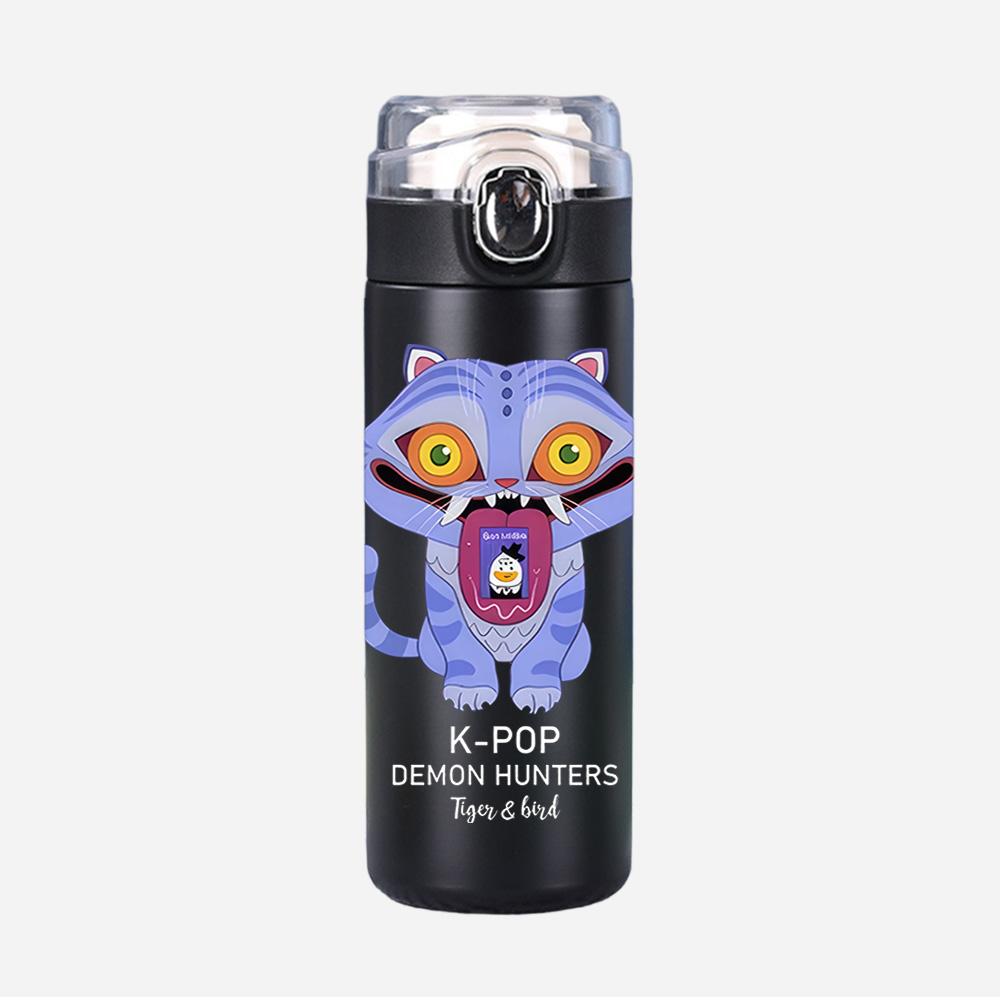 New Anime K-Pop Demon Hunters Printed 400Ml Water Bottle Thermos Cup Portable Stainless Steel Leak Proof Camping Water Cup Kid Gifts