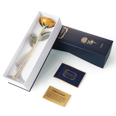 Ejoyous Rose Plaqué Or Véritable 24K avec Support de Rose Jaune