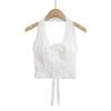 American-Style U-Neck Halter Bow Camisole with Chest Pads - Women's Lace Jacquard Slimming Top