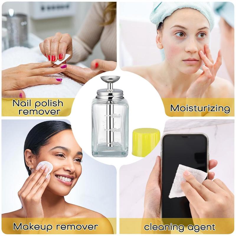 Nail Glass Bottle Press Funnel Press Type Bottle Nail Remover Water Empty Bottle Cleaning Liquid Crystal Hydraulic 180Ml