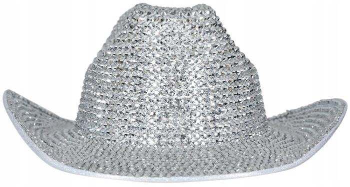 Shiny Silver Cowboy Hat with Crystals and Sequins for a Hen' Ball