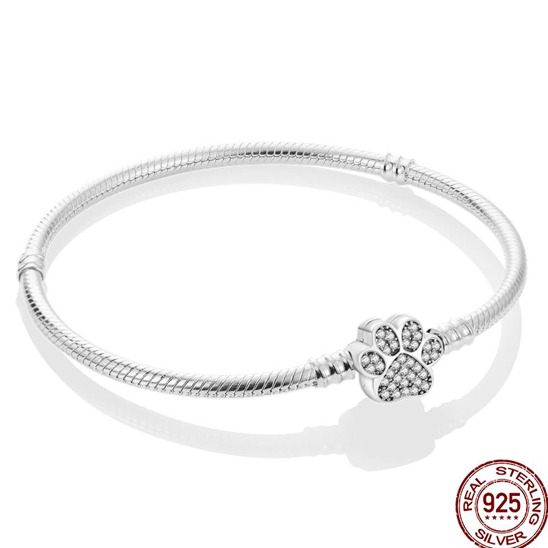 100% Silver Bracelet Fit Original Design Beads Charms DIY Jewelry Making Dazzling CZ Chain Bracelet For Women