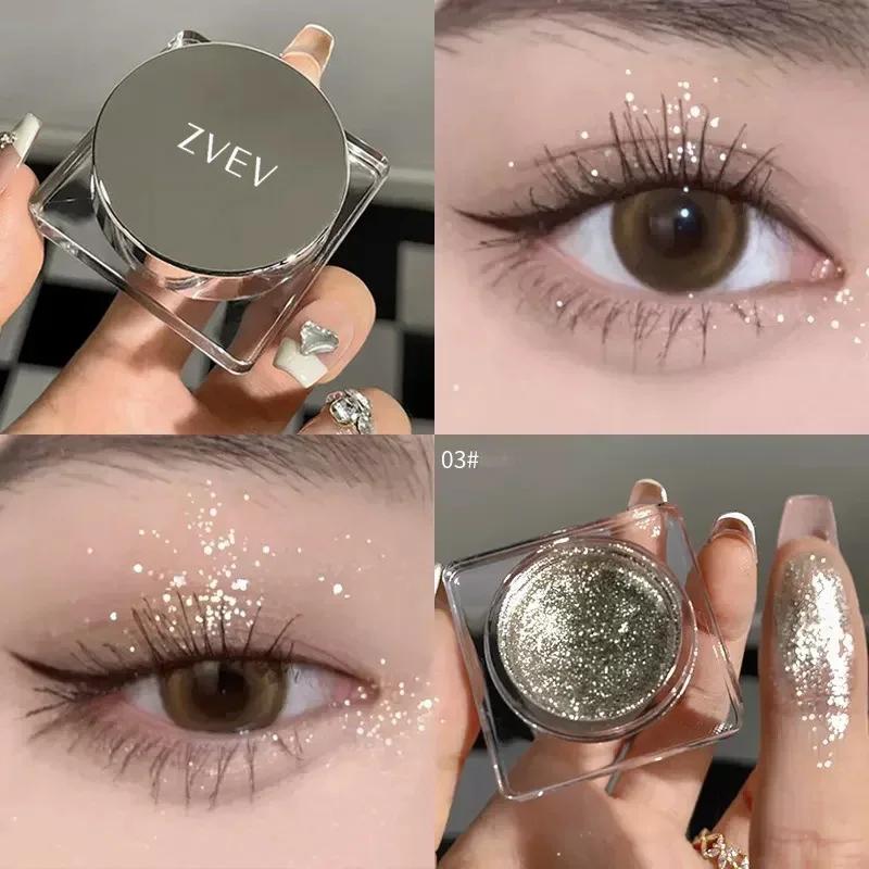 Glitter Punk Smoky Black Gelová paletka na oční stíny Metalická Tmavě stříbrná Mokré oči Zvýrazňovač stínů Pearl Pigments Kosmetika