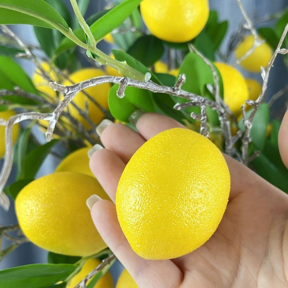 Green Leaves Artificial Lemon Fruit Faux Lemon Fake Plants For Home Garden Decor