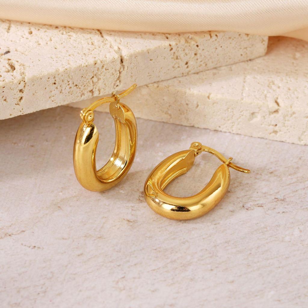 Titanium Steel Light Luxury Colorfast Hoop Earrings with High-End Feel