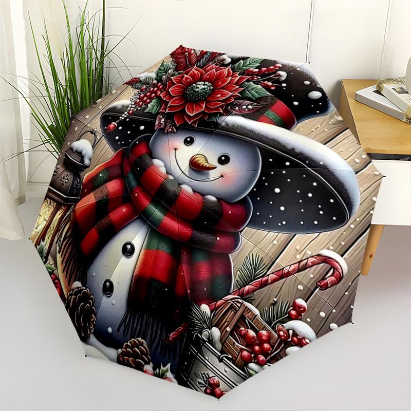 

1pc Cheerful Snowman Cartoon Umbrella, Portable 3-Fold Compact Umbrella, Suitable for Camping, Hiking and Travel, Ideal Easter Birthday Gift for Famil
