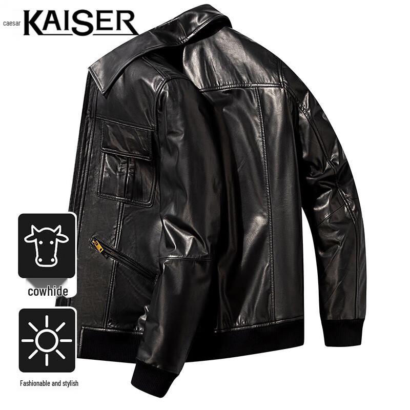 

KAISER Мужская мотоциклетная куртка из натуральной кожи с лацканами 4XL