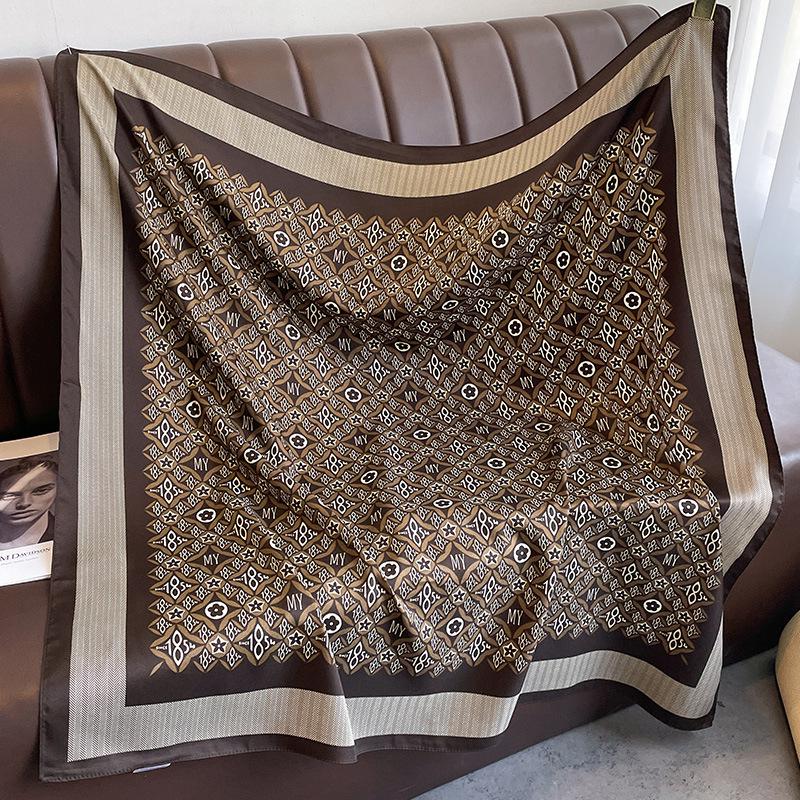 Retro printing spring and autumn summer fashion large square scarf scarf outer shawl sunscreen vacation high-end silk scarf women's models
