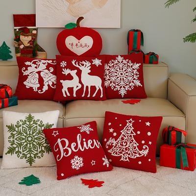 Weihnachts Elch Schneeflocke Kissen Sofa Bettkissen Bestickt Zuhause Ins Style Kissen Europäisch und Amerikanisch